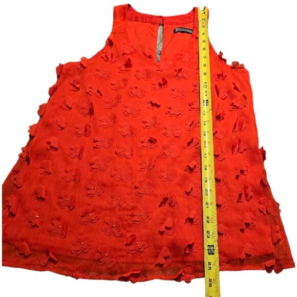 New York & Co Salmon Red 3D Floral Flowy Tank Top Size XS SMALL - Picture 6 of 8